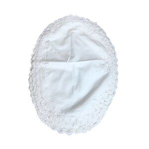 Vintage White Oval Lace & Embroidered Cotton Table Placemats/Doily Set Of 4